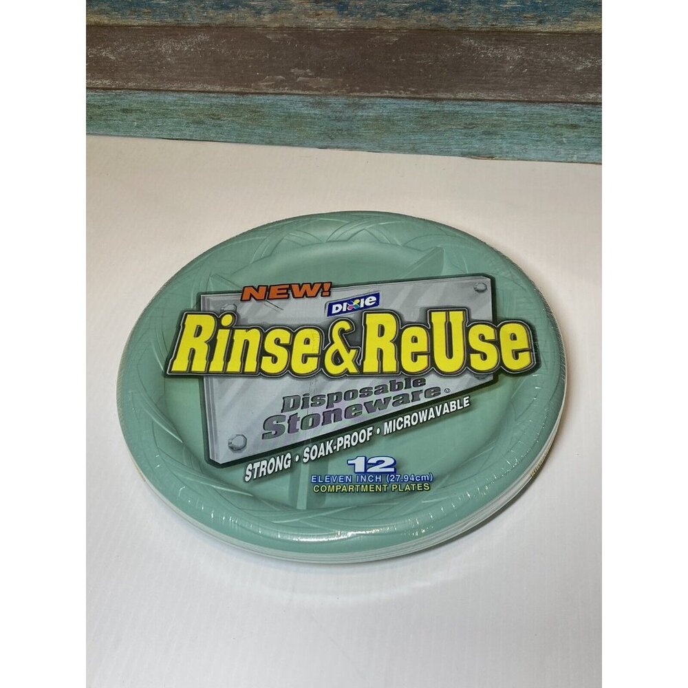 Dixie Rinse & Reuse Plates Disposable Stoneware NOS Pack Of 12